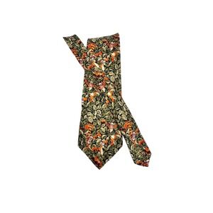 Disney Tigger 100% Silk Tie Walt Disney World Orange Green Leaf Pattern